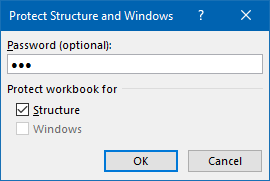 Enter password to protect workbook structure