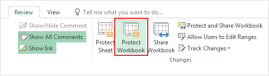 Protect workbook structure