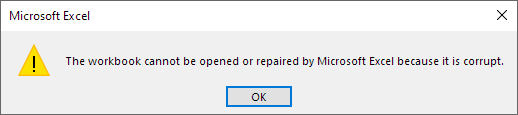 The workbook cannot be opened or repaired by MS Excel