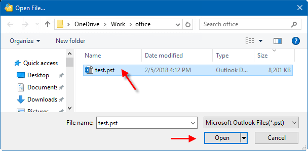 Import your pst file