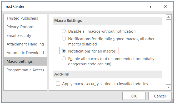 macro settings