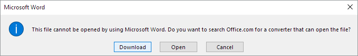 Wore cannot open the document