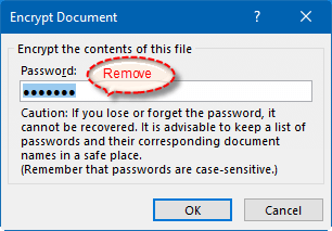 Delete the password to open