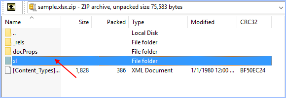 Open XL folder