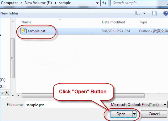 Select file and click open button