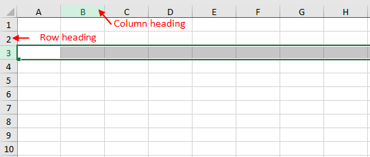 Select entire rows or columns in Worksheet