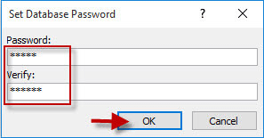 Set access database password
