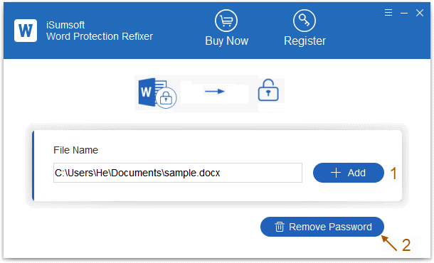 Unprotect Word document with one click