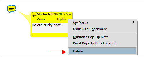 Delete sticky note
