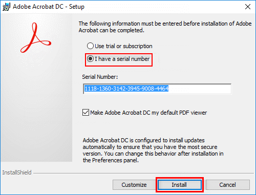 Activate Acrobat DC with serial number