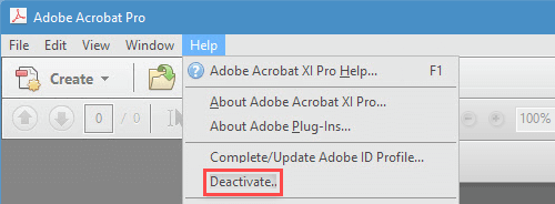 Deactivate Adobe Acrobat