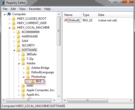 Adobe CS6 serial number in Registry