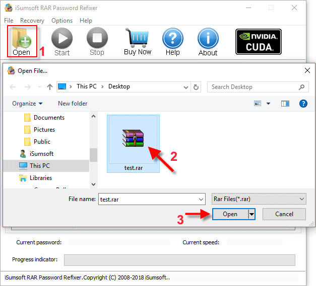 Open encrypted rar file