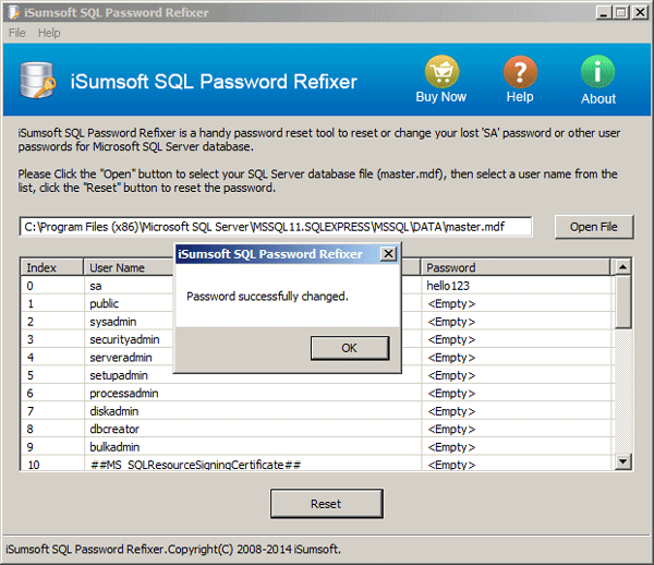 SQL Server 2012 SA password is recovered