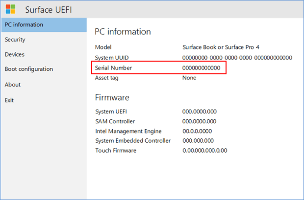 Find Serial number in UEFI
