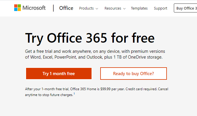 Get free trial of Office 365