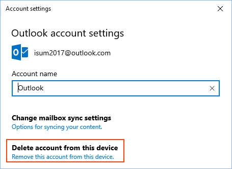 Delete account from Mail app