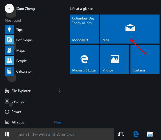 Start Windows Mail app