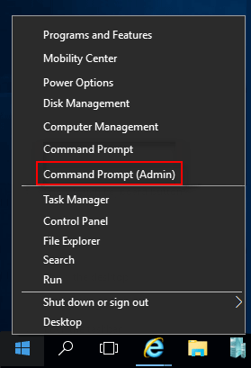 select Command Prompt Admin
