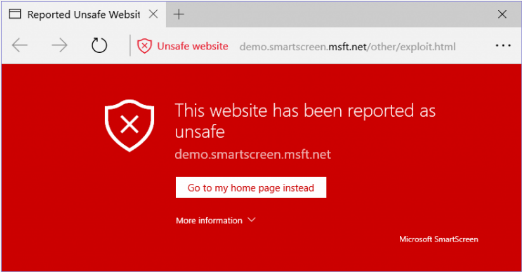 warning unsafe website