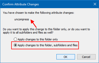 Apply changes to all folders and sub-folders
