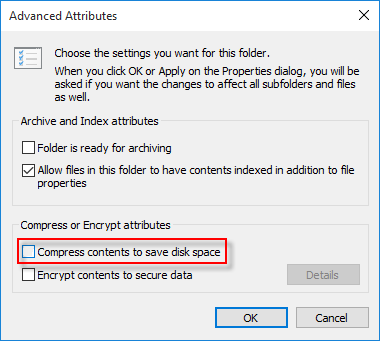Uncompress contents on files or folders