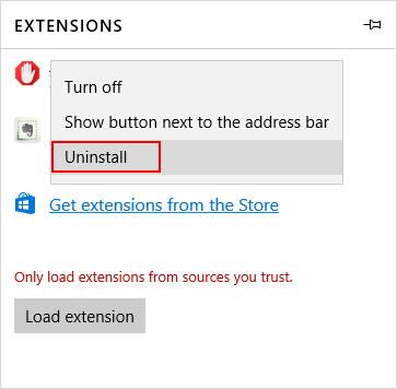Uninstall an extension