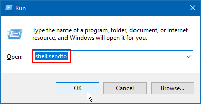 Open Sent to folder in File Explorer