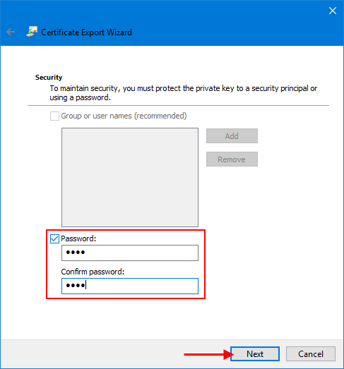 Set a password to protect file