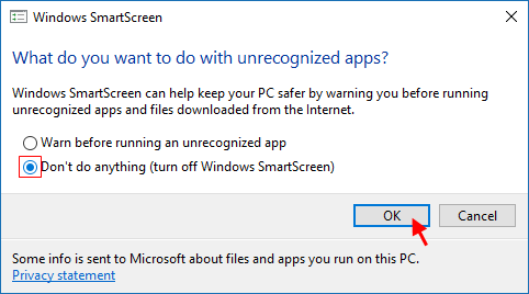 Turn off Windows SmartScreen