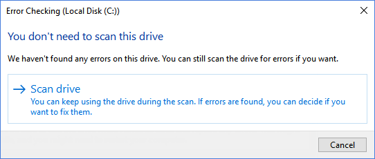 Drive error checking