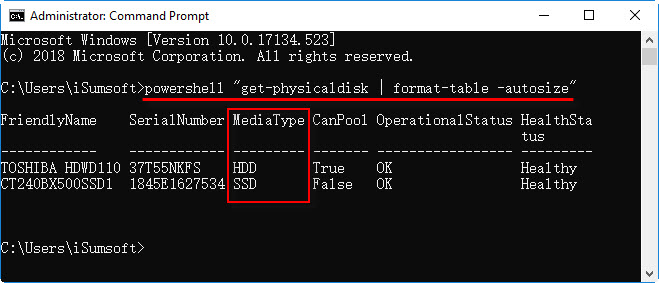 show disk info with command