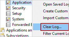 clear all event logs in event viewer