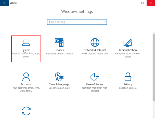 Open Windows 10 System