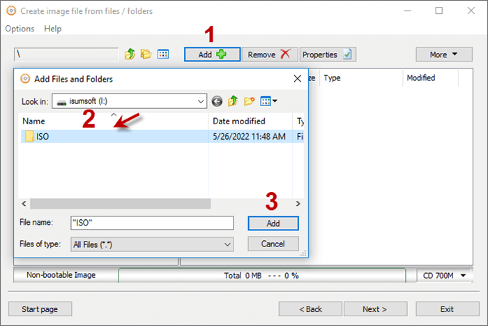 Choose Add option to add all files from USB and click on Add