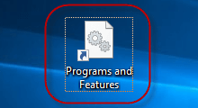 create desktop shortcut for programs and features