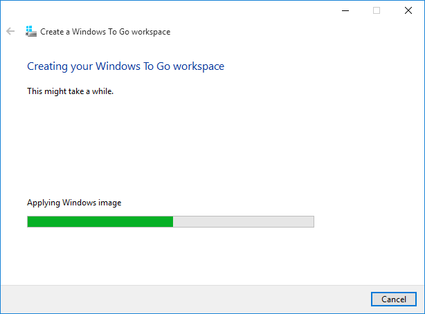 creating Windows To Go workspace