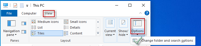 Choose the change folder and search options