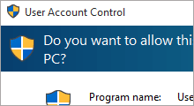 disable user account control in Windows 10