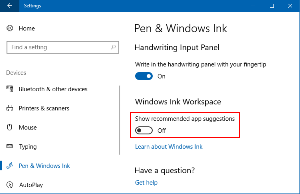 Remove Ads from the Windows Ink Workspace