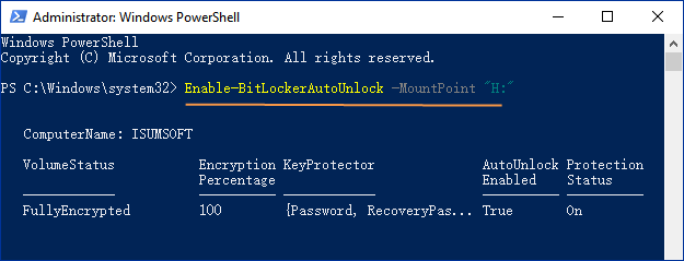 Enable auto unock in powershell