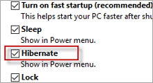 enable hibernate in Windows 10