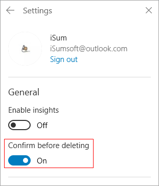 Turn on Confirm before deleting