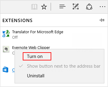 Turn on Extensions