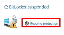 Enable suspend resume BitLocker protection