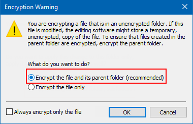 Encrypt files and folders with EFS