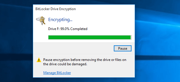encrypting the drive