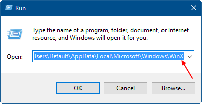 Open default user WinX folder