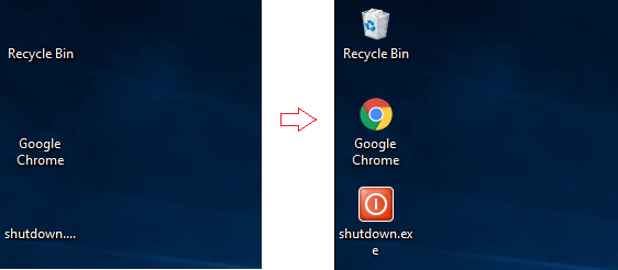 Desktop icon reture showing