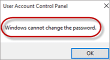 Windows cannot change the password